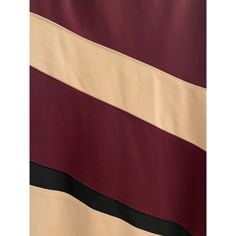 Connected Apparel Colorblock Sheath Dress Burgundy Beige Sleeveless Size 8 - Picture 4 of 5